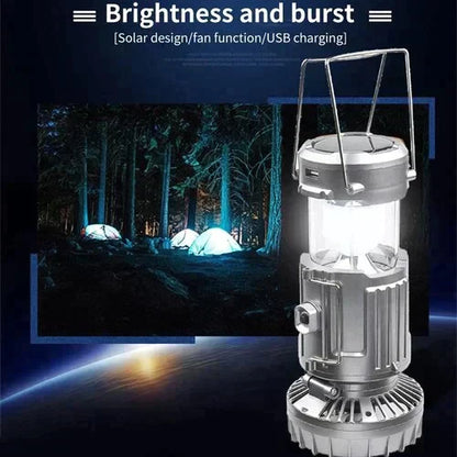 🔥🎁Hot Sale 50% OFF🎁🔥Portable Solar Powered Camping Lantern with Fan for Outdoor