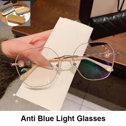 💥New Arrival✨Women's Synthetic Diamonds Rimless Anti Blue Light Glasses