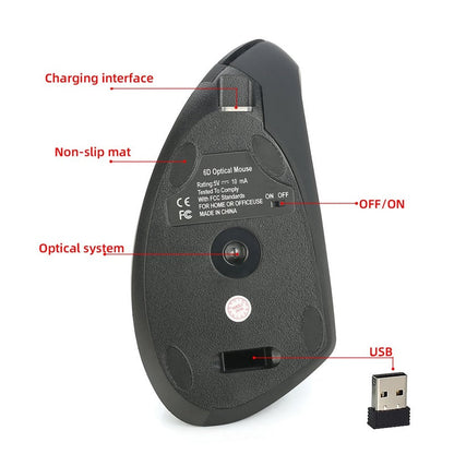 🖱️✨Wireless USB Rechargeable Ergonomic Vertical Optical Mouse