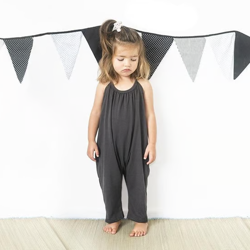 Girls' Soft Casual Backless Jumpsuit